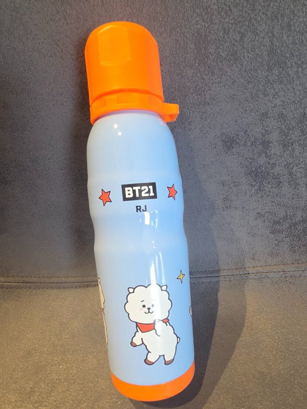 BT21 RJ Line Friends x MINISO 600mL Water Bottle Flip Top BTS Blue & Orange
